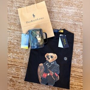 Polo Ralph Lauren Polo Bear Gift Set Mug & Men’s T-Shirt Black Size M NEW